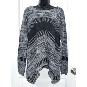 Maurice’s Y2K sweater with asymmetrical hem and Light/Dark gray pattern